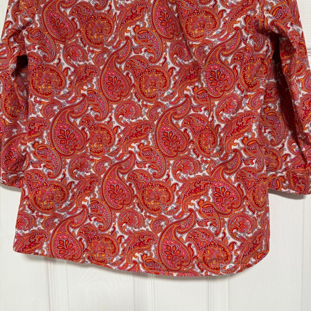 Lands' End Women's No-Iron Supima Cotton Paisley Button Front Top Size 10 - Picture 11 of 13